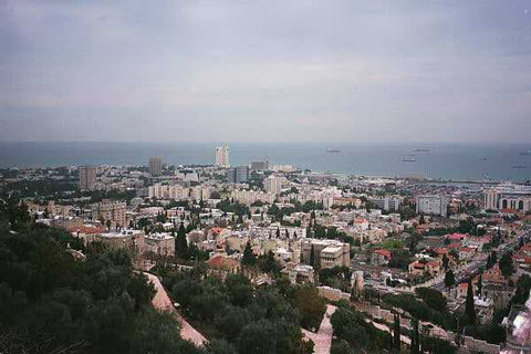 Skyline of Haifa, Israel, from the Bahai gardens