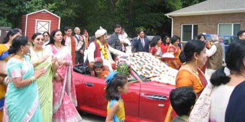 Decorated wedding cars