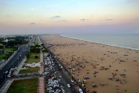 Marina beach as seen from the lighthouse