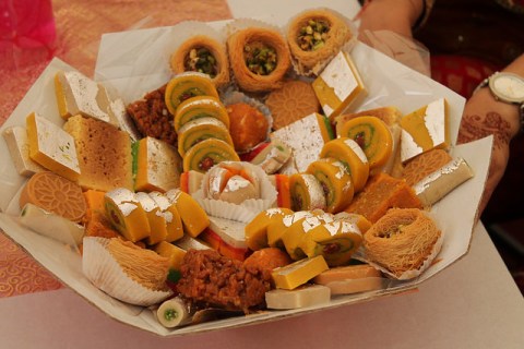 Sweets spread at an Indian wedding