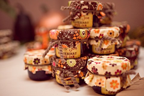 Home-made preserves as wedding favors