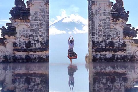 Shammi Gupta: Standing Yoga Pose in Bali Temple